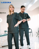 اسکراب شلوار یونیسکس کشی طرح جین رنگ ذغالی مدل Basic