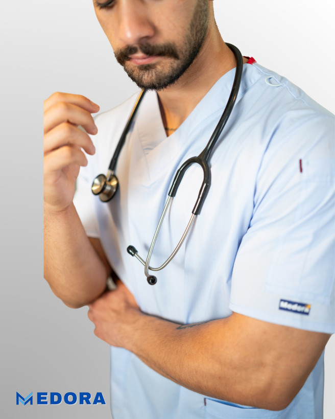 اسکراب شلوار مدل Basic رنگ آبی آسمانی پارچه تمام نح A+