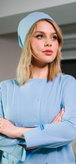 اسکراب شلوار زنانه پزشکی پرستاری مدل فیونا رنگ آبی آسمانی پارچه تمام نخ A+